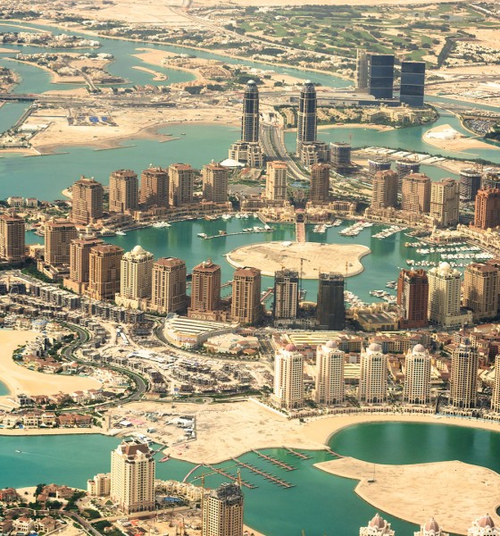The Pearl of Doha in Qatar aerial view