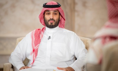 Saudi Crown Prince Mohammed Bin Salman speaks during televised interview in Riyadh