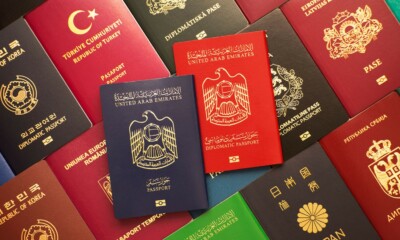 Blue,And,Red,Biometric,Passports,Of,United,Arab,Emirates,On