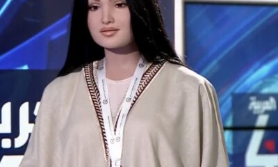 The robot “Sara” is the first Saudi robot to adopt a female appearance, speak the Saudi colloquial dialect, and wear a hijab-style head cover.